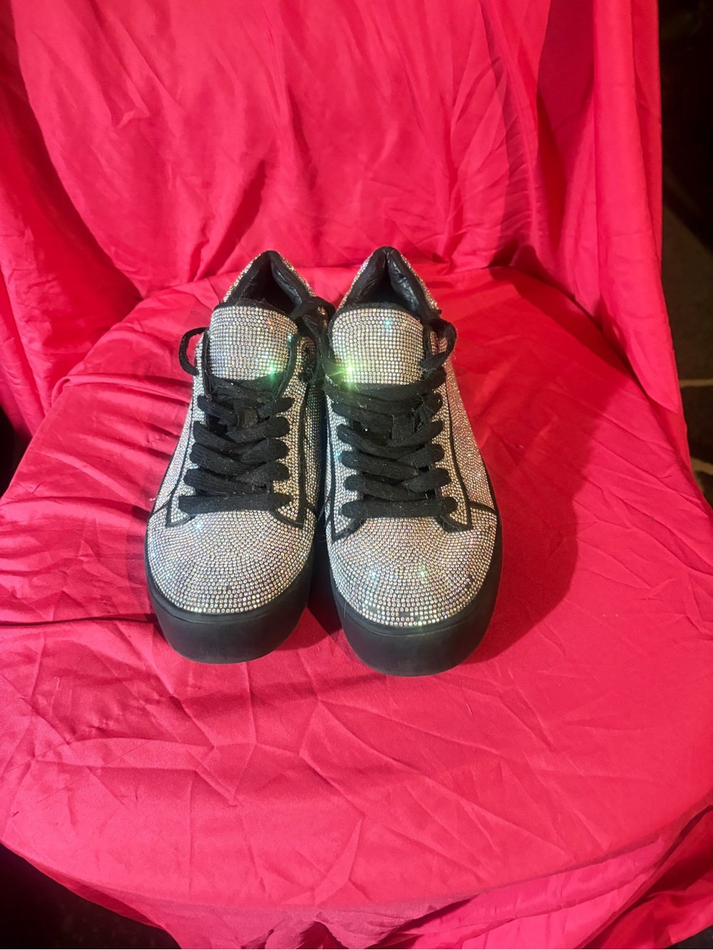 Sparkle Platform Sneakers in Silver - Women's Casual Fashion